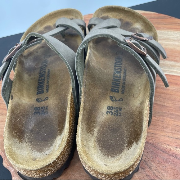 Birkenstock Mayari taupe birko-flor toe loop strappy slide sandals sz 38 US 7 - Picture 5 of 7